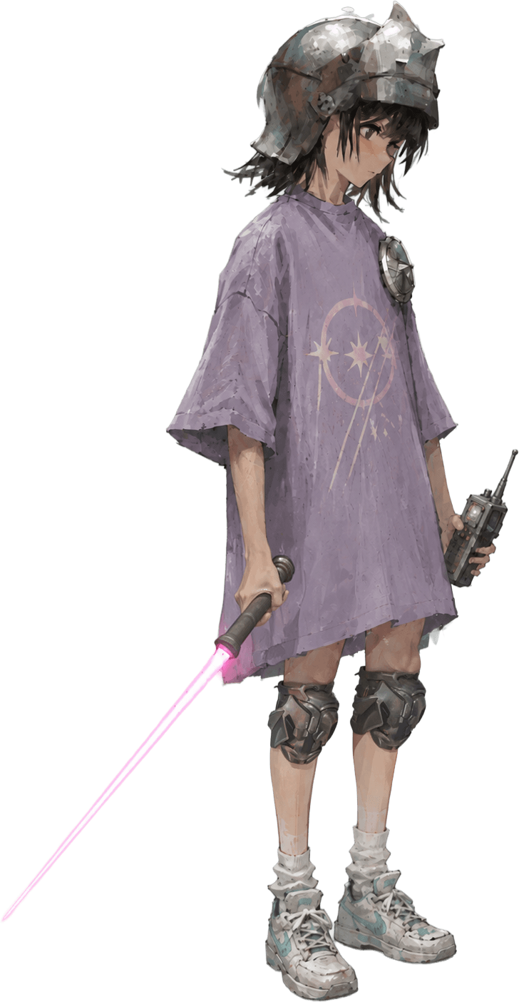 Cella standing in a snowstorm